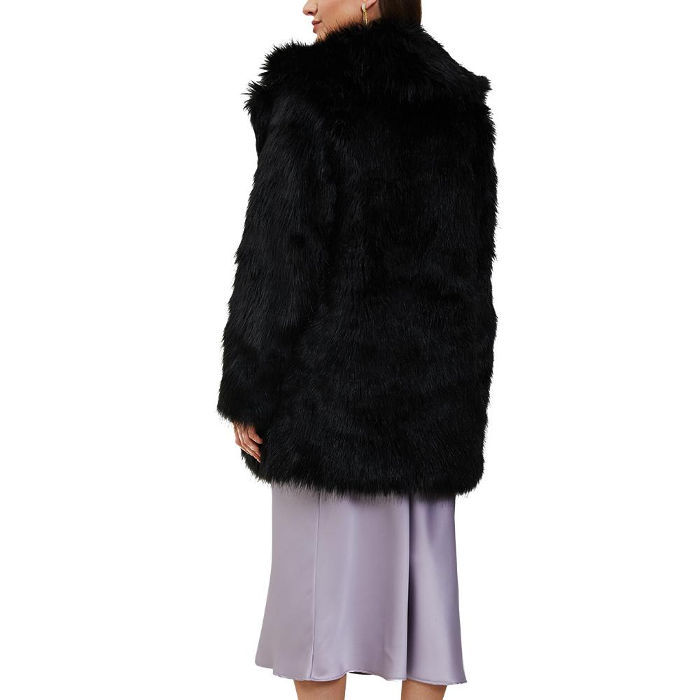 Lapel Oversized Faux Fur Midi Coat