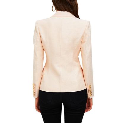 Peach Pink Shiny Single Button Blazer Jacket