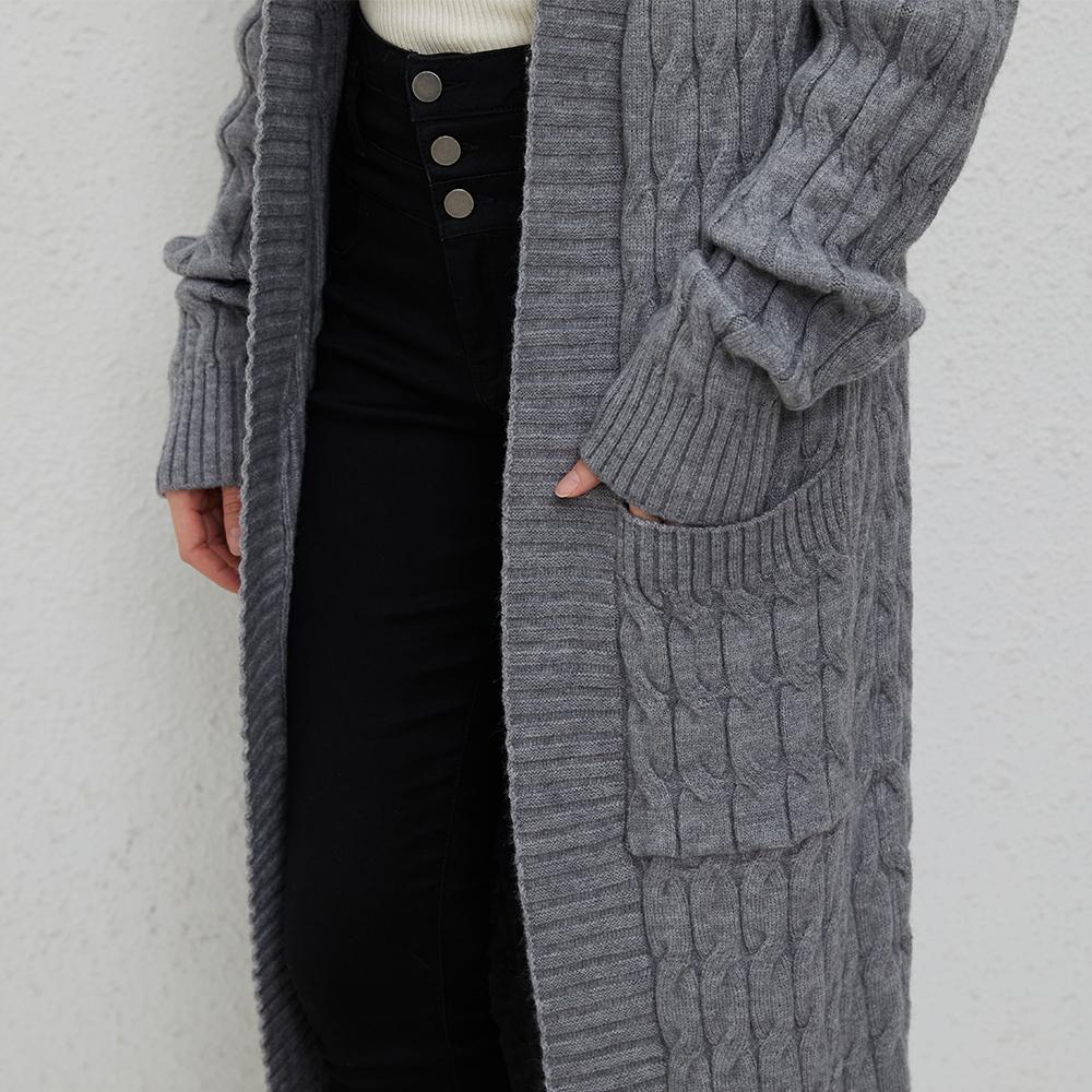 Gray Casual Long Sleeve Long Sweater Cardigan Coat
